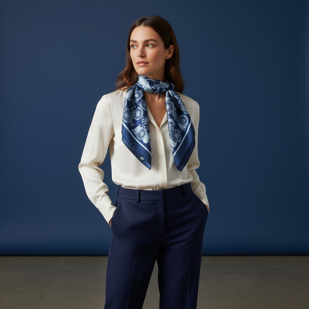 90's Twill Silk Scarf Elegance in Motion