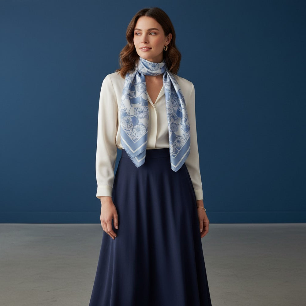 90's Twill Silk Scarf Elegance in Motion