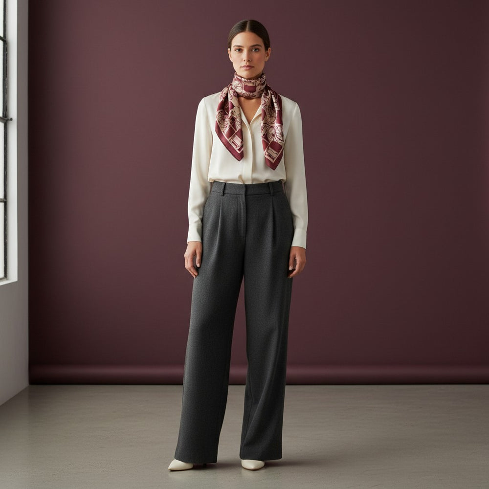 90's Twill Silk Scarf Elegance in Motion