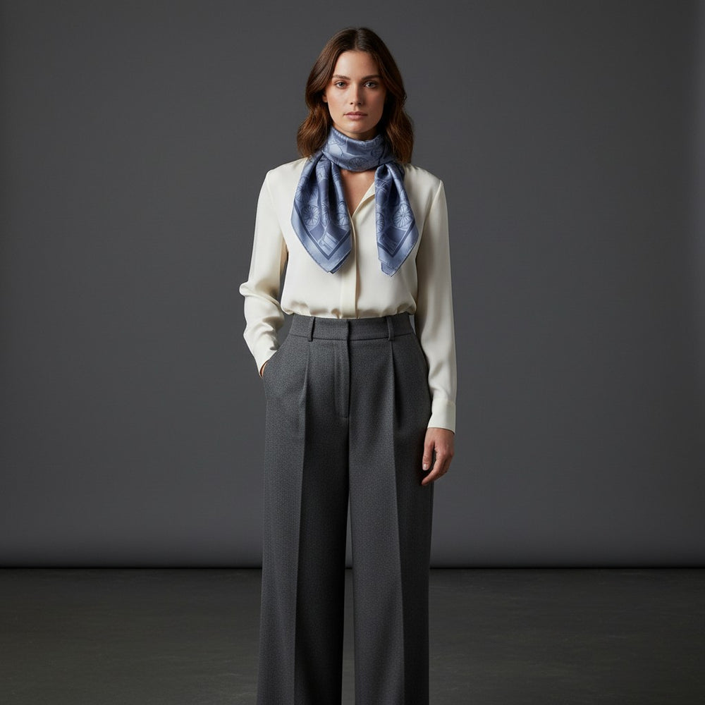 90's Twill Silk Scarf Elegance in Motion