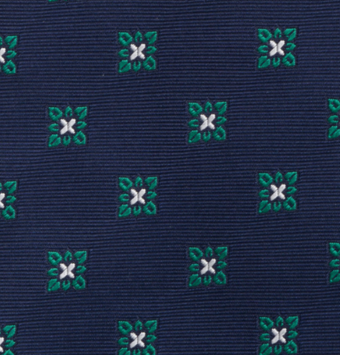 1999 Collection Tie in Heavy Blue Silk with Floral Pattern