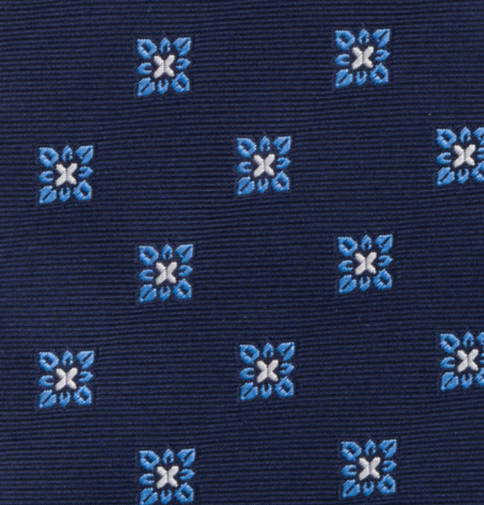 1999 Collection Tie in Heavy Blue Silk with Floral Pattern
