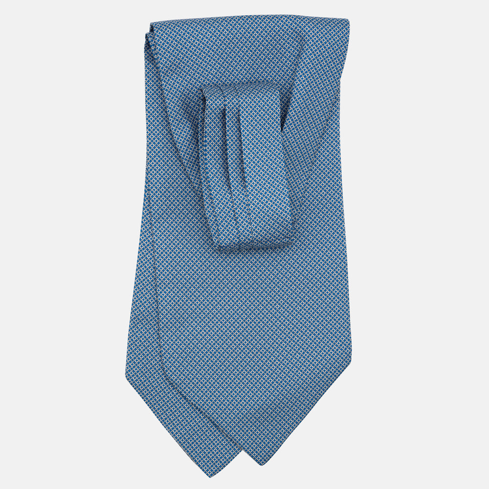 Ascot in seta Fantasia Geometrica Blu Grigio