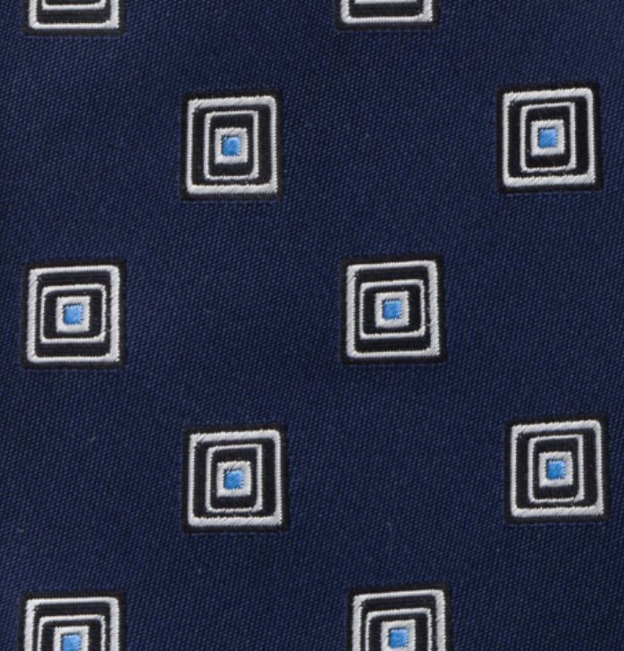 1999 Collection Tie in Heavy Blue Silk with Geometric Pattern