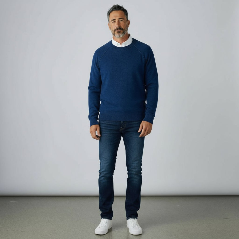 Blue Melange Cashmere Sweater