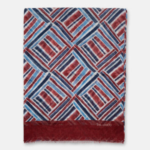 Sciarpa Coprispalle Forte Dei Marmi in Puro Lino Rosso con Motivo Geometrico | Made in Italy - Donna