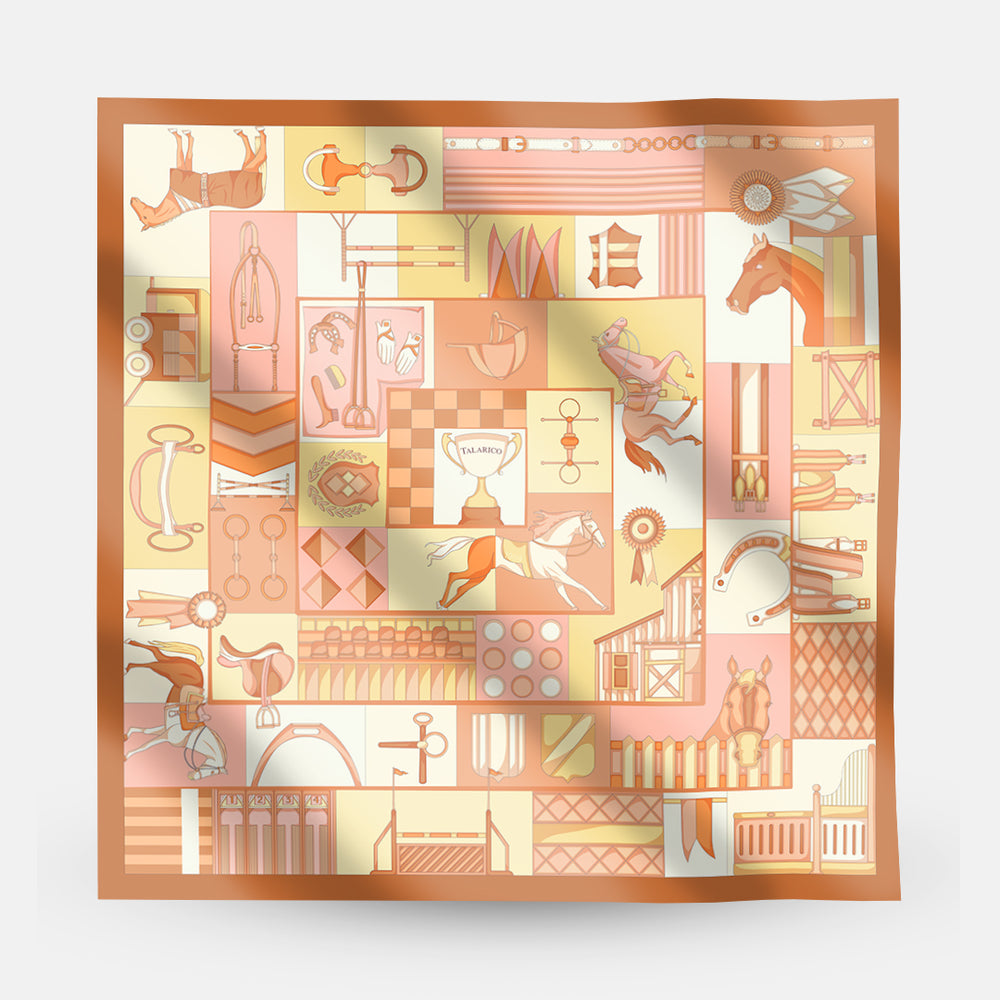90 Twill Silk Scarf Equestrian Harmony