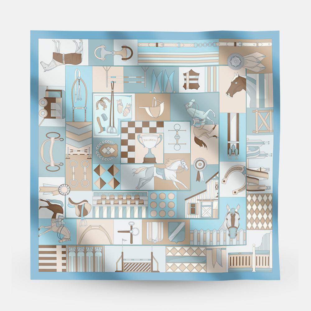 90 Twill Silk Scarf Equestrian Harmony