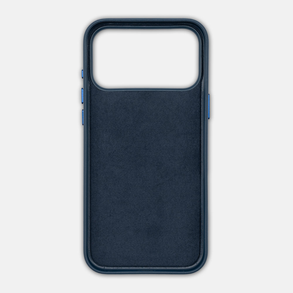 iPhone 17 Pro Max Leather Hard Case | Large-Scale Excellence | Blue