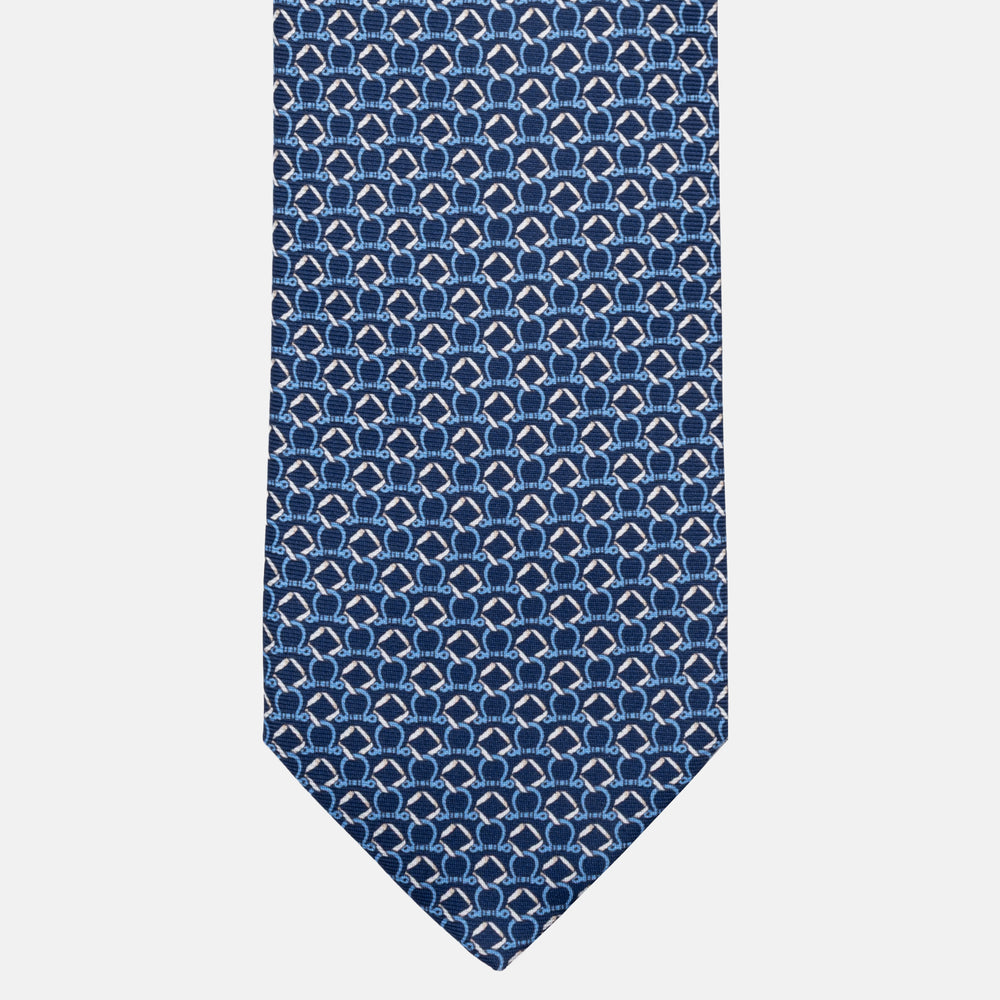 7-Fold Sartorial Tie in Pure Silk Sky Blue Micro Pattern - JA055946-1