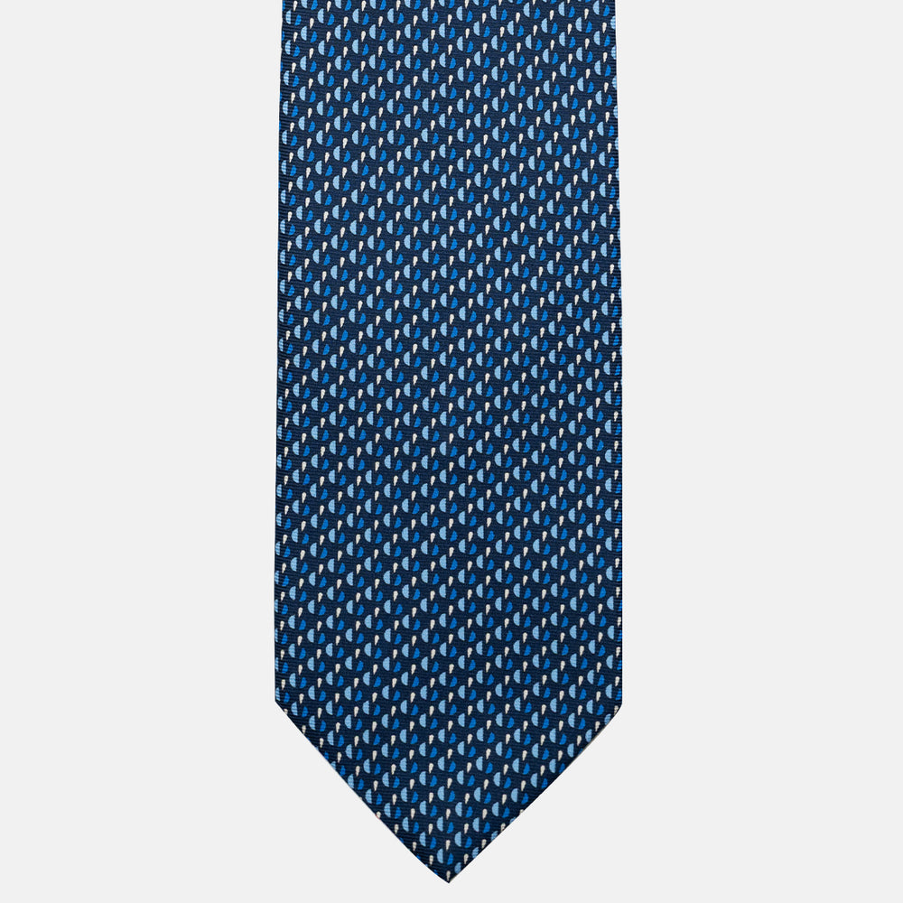 Cravatta 3 pieghe in Seta, Micro Fantasia, Blu Celeste - JA055921-1