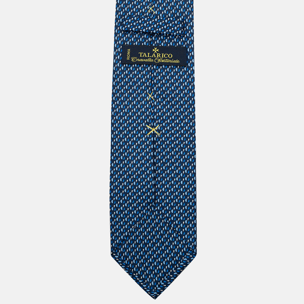 Cravatta 3 pieghe in Seta, Micro Fantasia, Blu Celeste - JA055921-1
