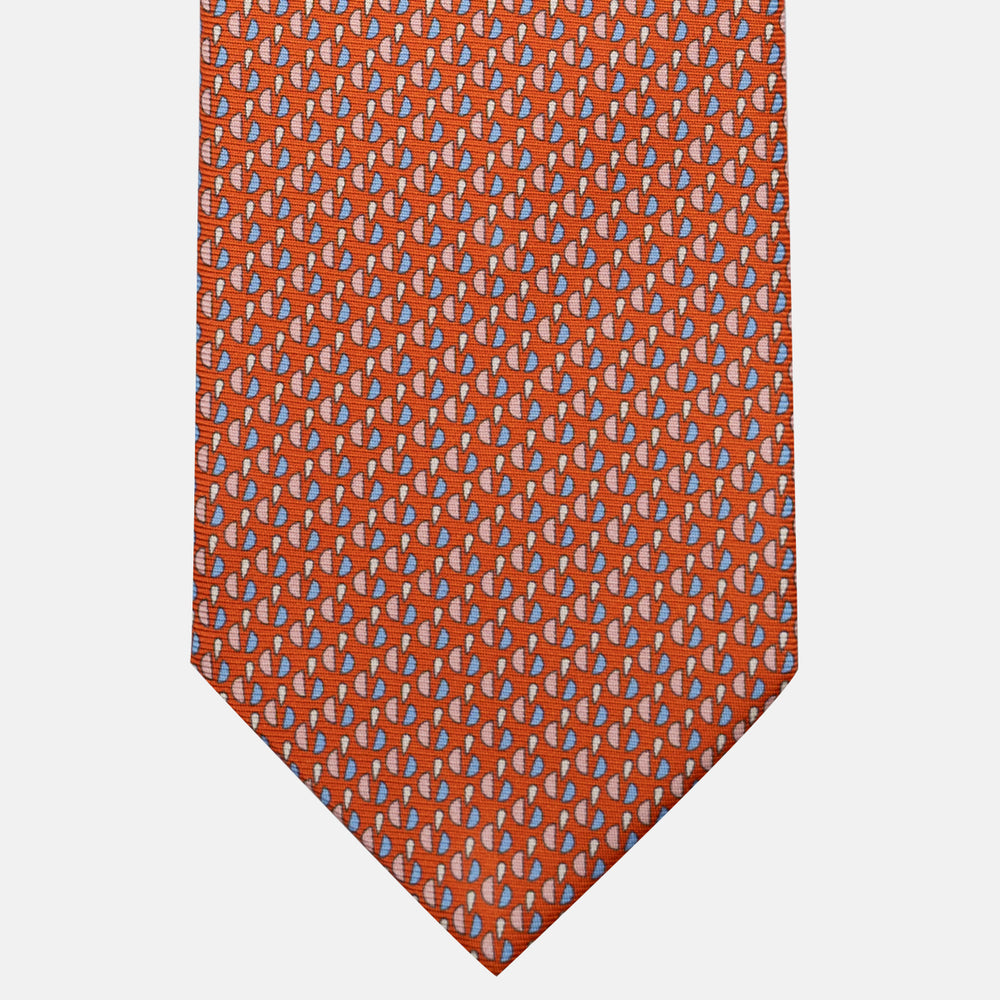Cravatta 3 pieghe in Seta, Micro Fantasia, Arancione - JA055921-2