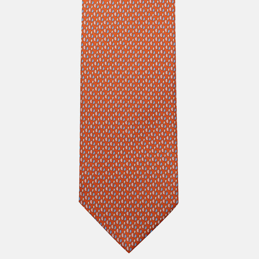 Cravatta 3 pieghe in Seta, Micro Fantasia, Arancione - JA055921-2