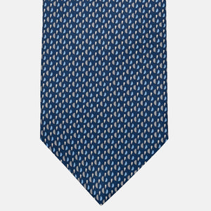 Cravatta 3 pieghe in Seta, Micro Fantasia, Blu Grigio - JA055921-3