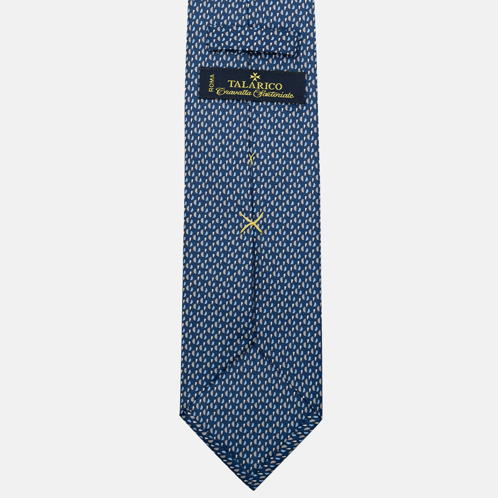 Cravatta 3 pieghe in Seta, Micro Fantasia, Blu Grigio - JA055921-3