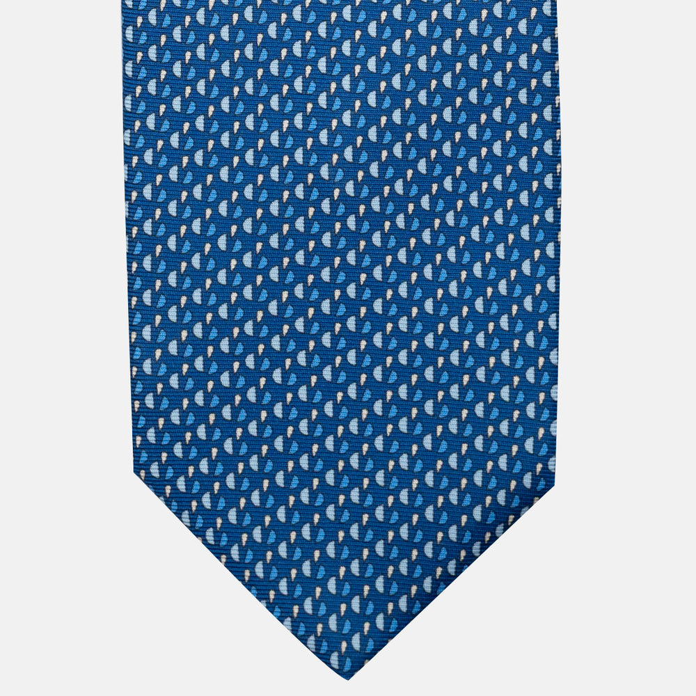 Cravatta 3 pieghe in Seta, Micro Fantasia, Azzurro - JA055921-4