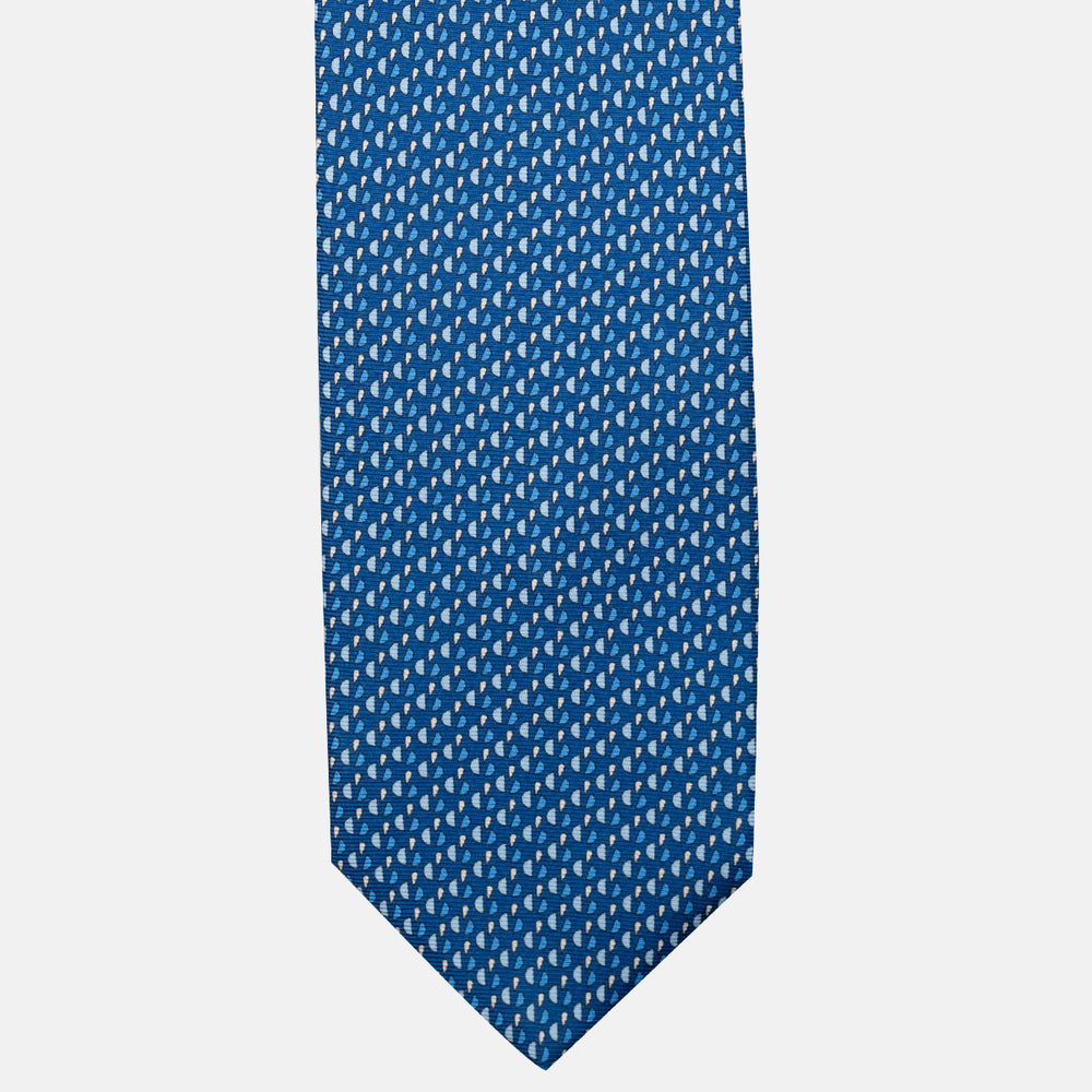 Cravatta 3 pieghe in Seta, Micro Fantasia, Azzurro - JA055921-4