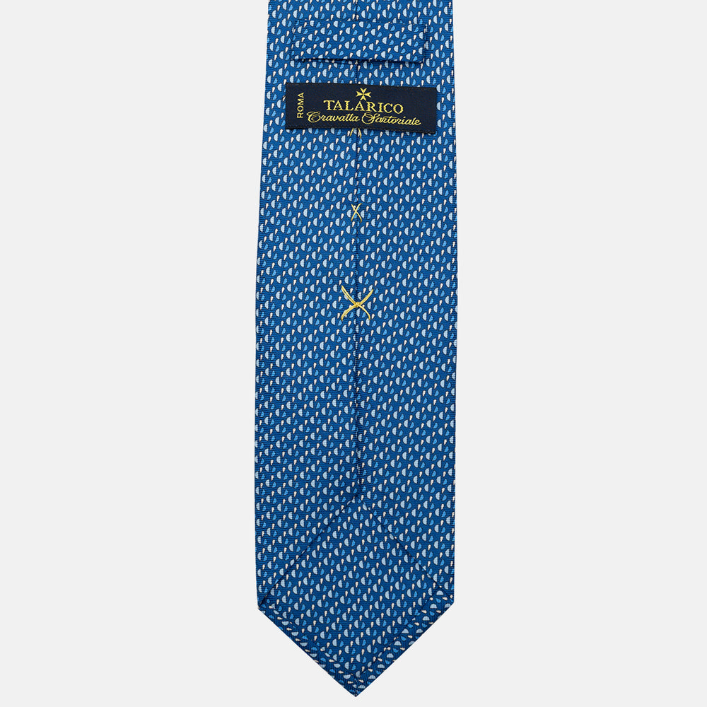 Cravatta 3 pieghe in Seta, Micro Fantasia, Azzurro - JA055921-4