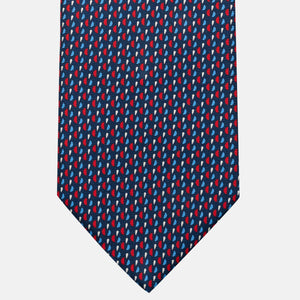 Cravatta 3 pieghe in Seta, Micro Fantasia, Blu Rosso - JA055921-5