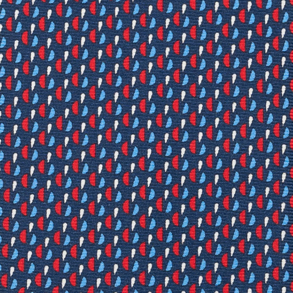 Cravatta 3 pieghe in Seta, Micro Fantasia, Blu Rosso - JA055921-5