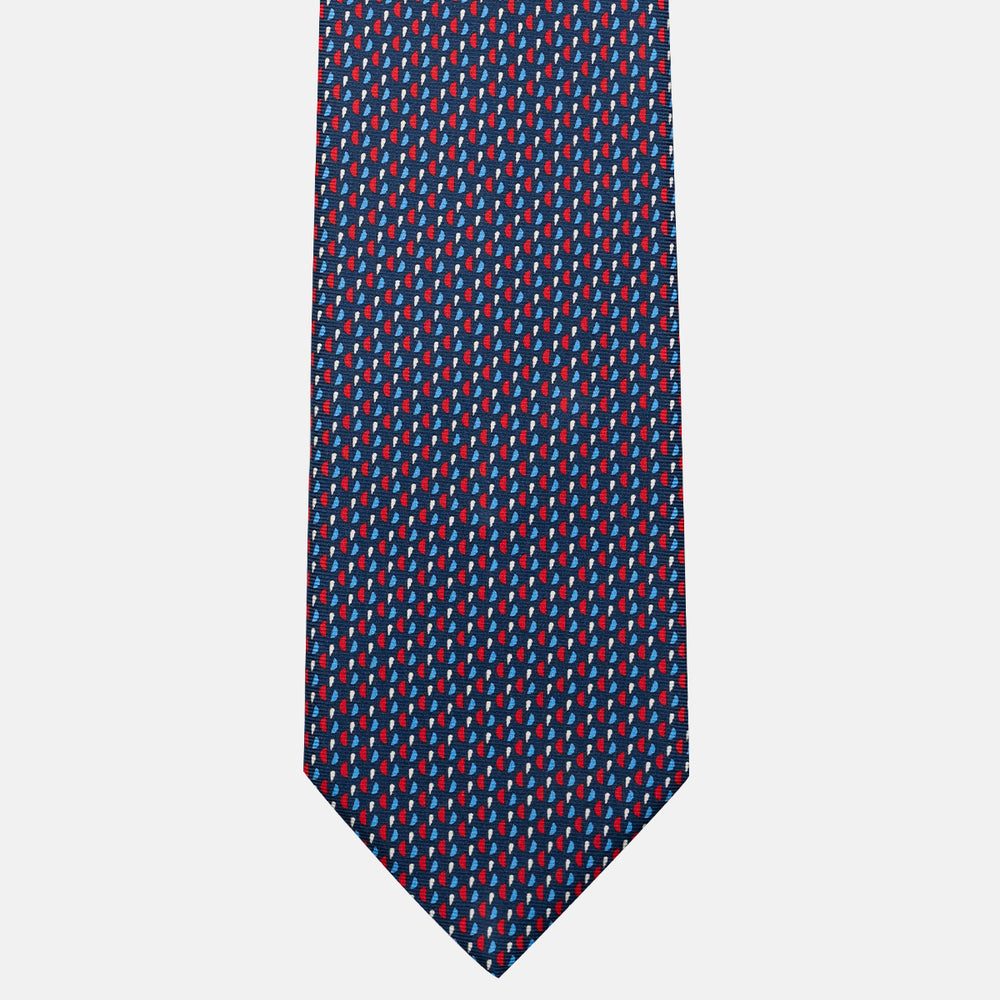 Cravatta 3 pieghe in Seta, Micro Fantasia, Blu Rosso - JA055921-5