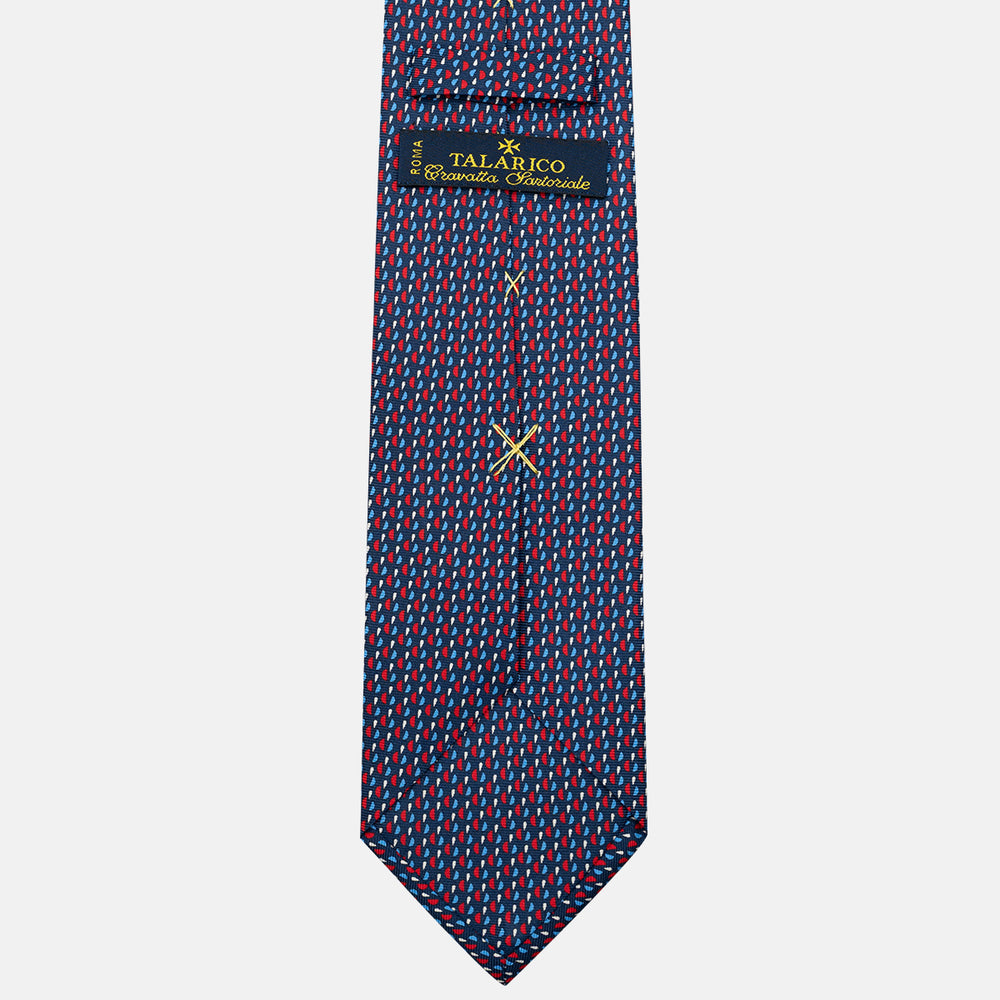 Cravatta 3 pieghe in Seta, Micro Fantasia, Blu Rosso - JA055921-5