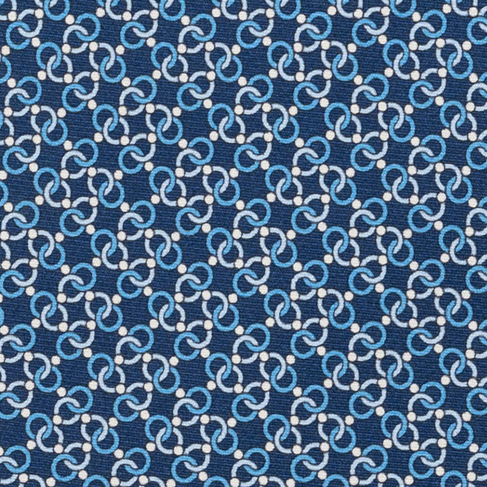 Cravatta 3 pieghe in Seta, Fantasia Concatenata, Azzurro - JA055937-11