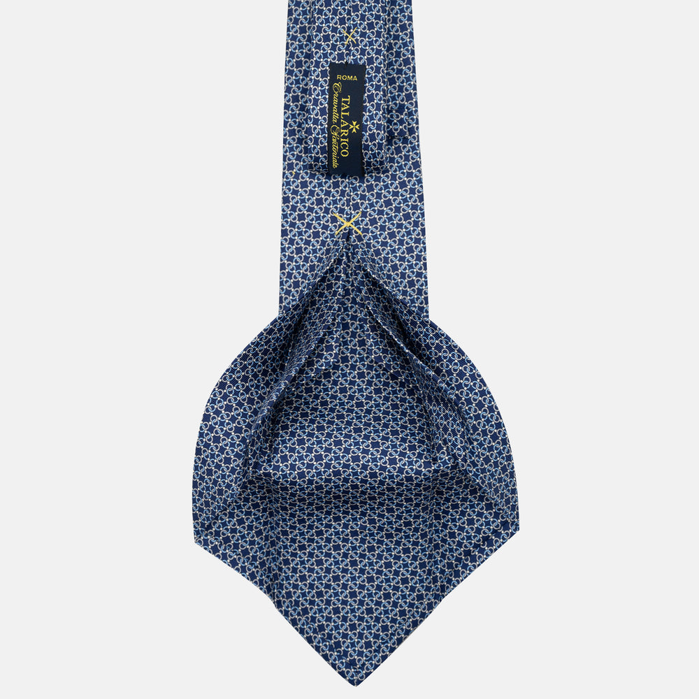 Cravatta 7 pieghe in seta Fantasia Concatenata Blu Grigio - JA055937-2