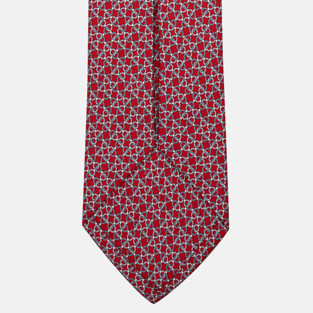 Cravatta 5 pieghe in seta Fantasia Concatenata Rosso - JA055937-4