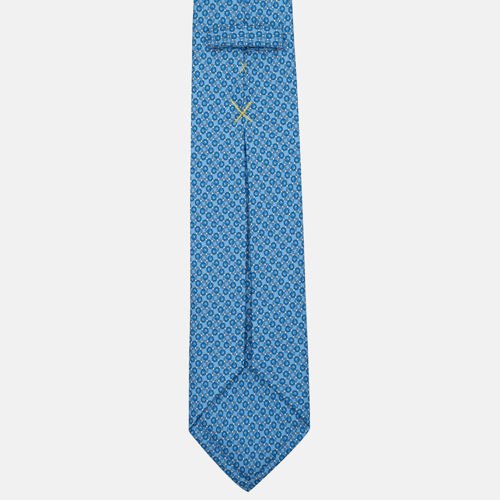 Cravatta 5 pieghe in seta Fantasia Concatenata Celeste - JA055937-6