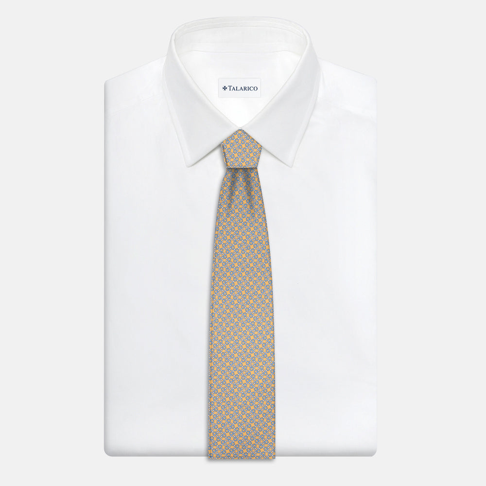 Cravatta 3 pieghe in Seta, Fantasia Concatenata, Giallo - JA055937-7