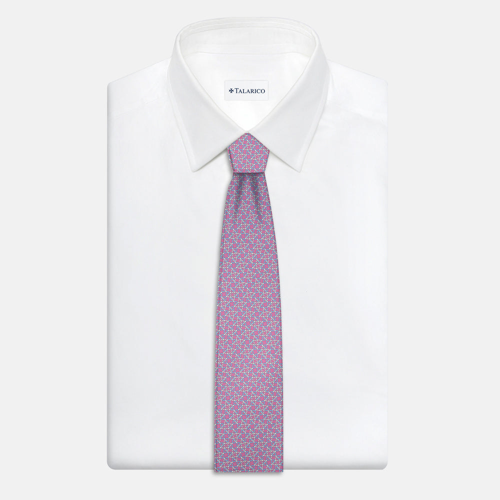 3-Fold Silk Tie, Chain Pattern, Pink - JA055937-8