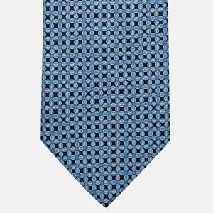 Cravatta 3 pieghe in Seta, Fantasia Geometrica, Blu Celeste - JA055940-1