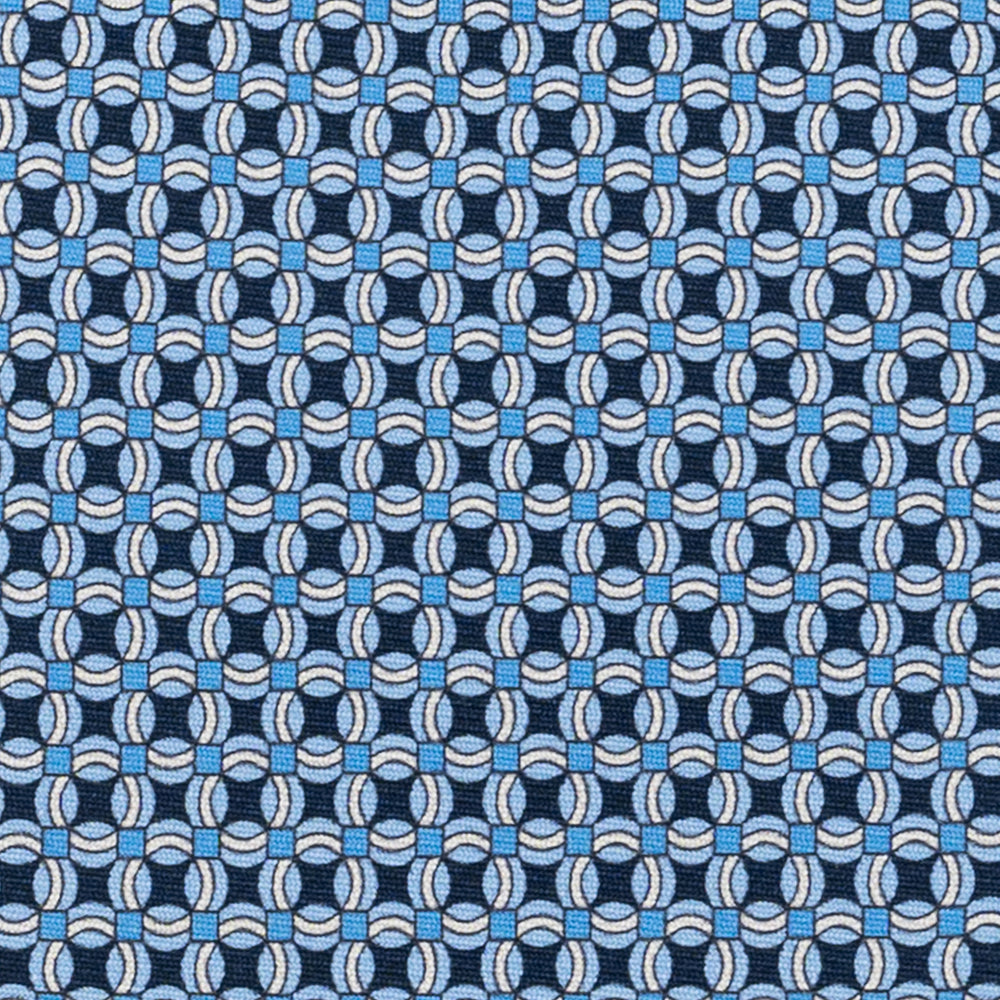 Cravatta 3 pieghe in Seta, Fantasia Geometrica, Blu Celeste - JA055940-1