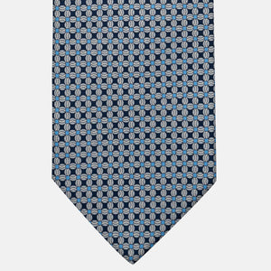 Cravatta 3 pieghe in Seta, Fantasia Geometrica, Blu Grigio - JA055940-2