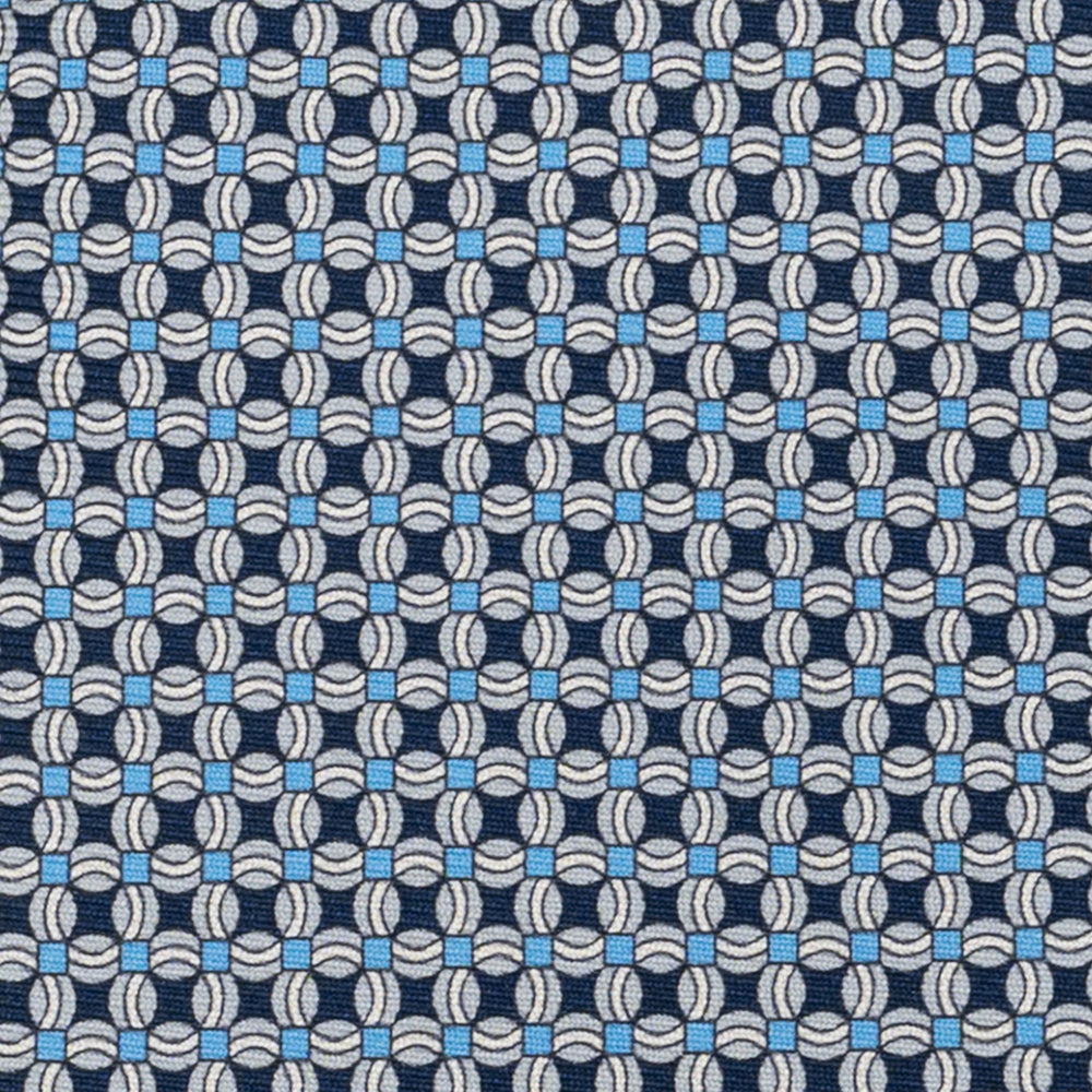 Cravatta 3 pieghe in Seta, Fantasia Geometrica, Blu Grigio - JA055940-2