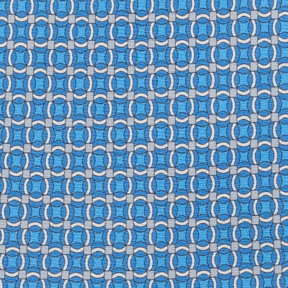 Cravatta 3 pieghe in Seta, Fantasia Geometrica, Celeste - JA055940-3