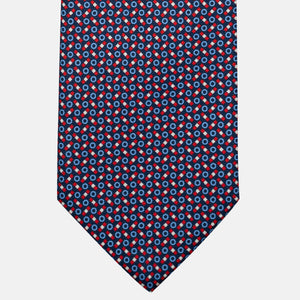 Cravatta 3 pieghe in Seta, Fantasia Geometrica, Blu Rosso - JA055941-1
