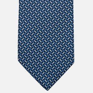 Cravatta 3 pieghe in Seta, Fantasia Geometrica, Blu Celeste - JA055941-2