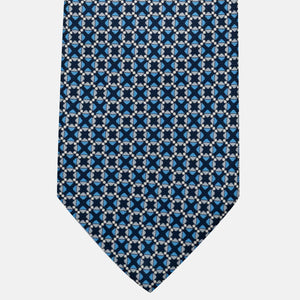 Cravatta 3 pieghe in Seta, Fantasia Geometrica, Blu Grigio - JA055942-1