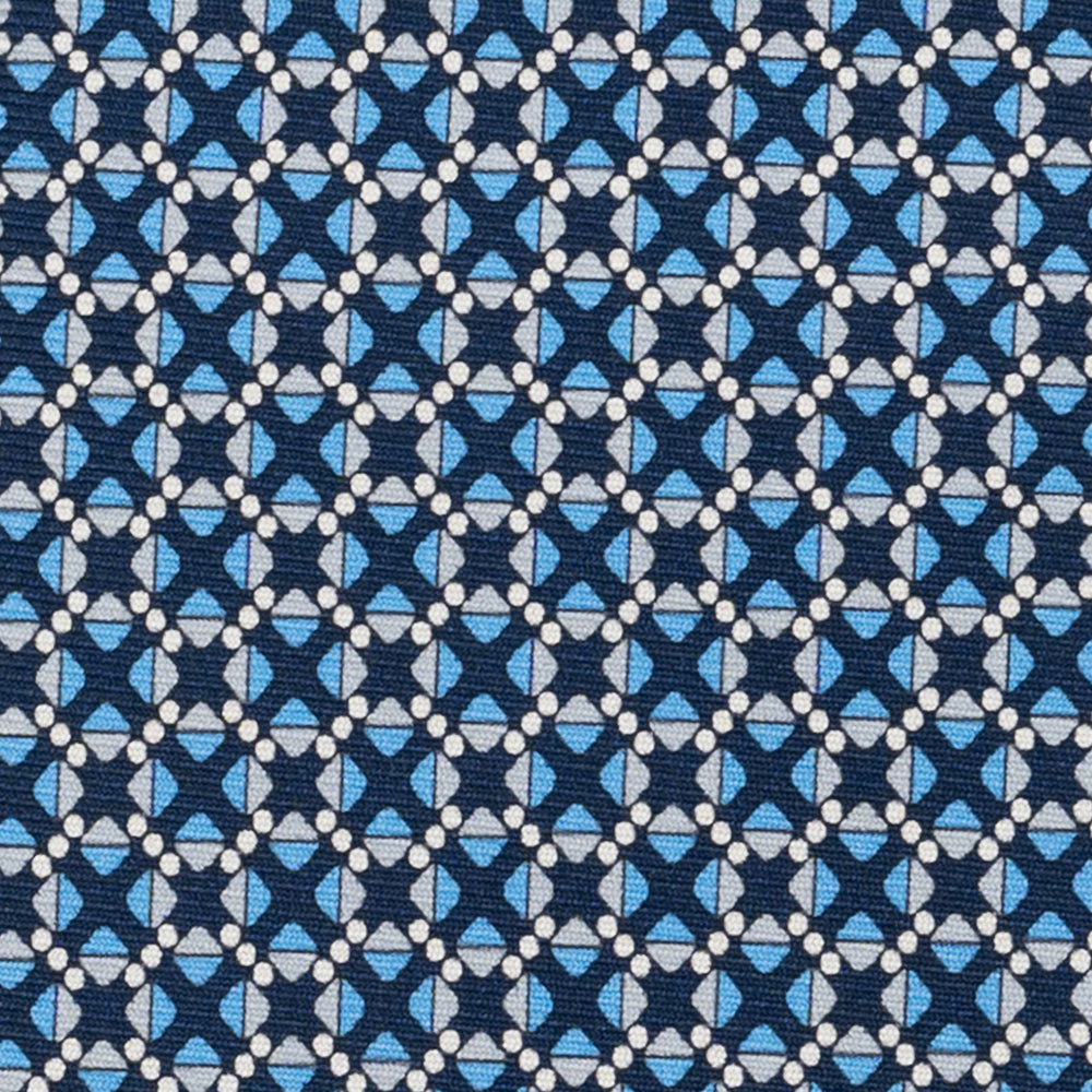 Cravatta 3 pieghe in Seta, Fantasia Geometrica, Blu Grigio - JA055942-1