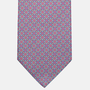 Cravatta 3 pieghe in Seta, Fantasia Geometrica, Rosa - JA055942-2