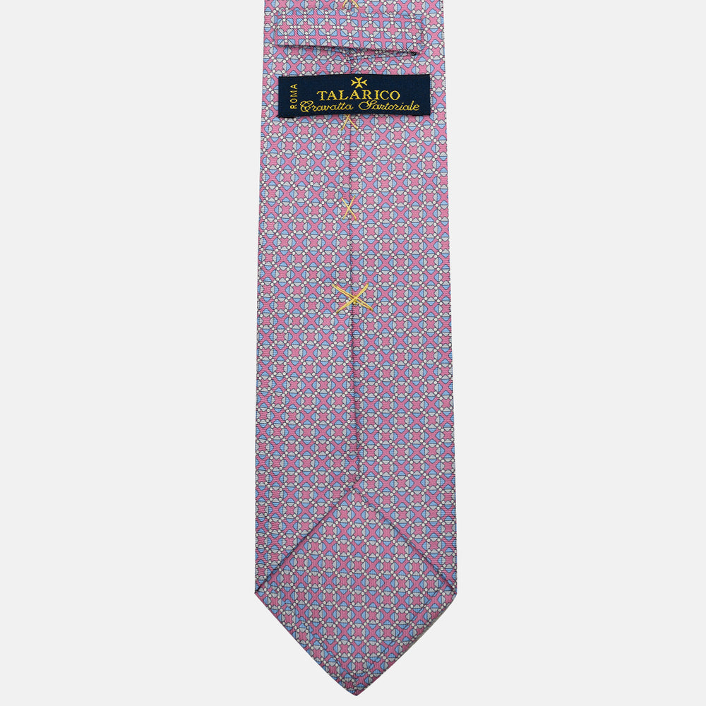 Cravatta 3 pieghe in Seta, Fantasia Geometrica, Rosa - JA055942-2