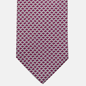 3-Fold Silk Tie, Geometric Pattern, Magenta - JA055943-2