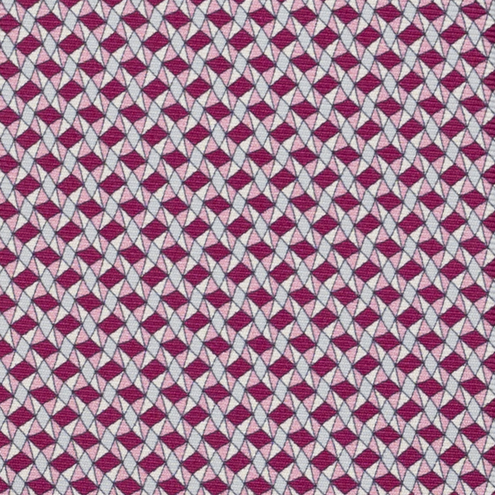 3-Fold Silk Tie, Geometric Pattern, Magenta - JA055943-2
