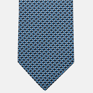3-Fold Silk Tie, Geometric Pattern, Light Blue - JA055943-3