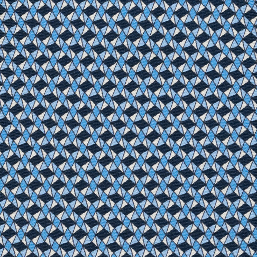 3-Fold Silk Tie, Geometric Pattern, Light Blue - JA055943-3