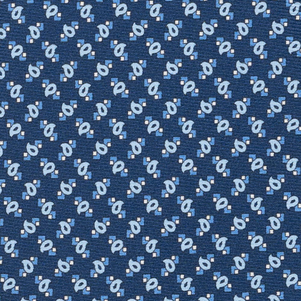 Cravatta 3 pieghe in Seta, Micro Fantasia, Azzurro - JA055944-2