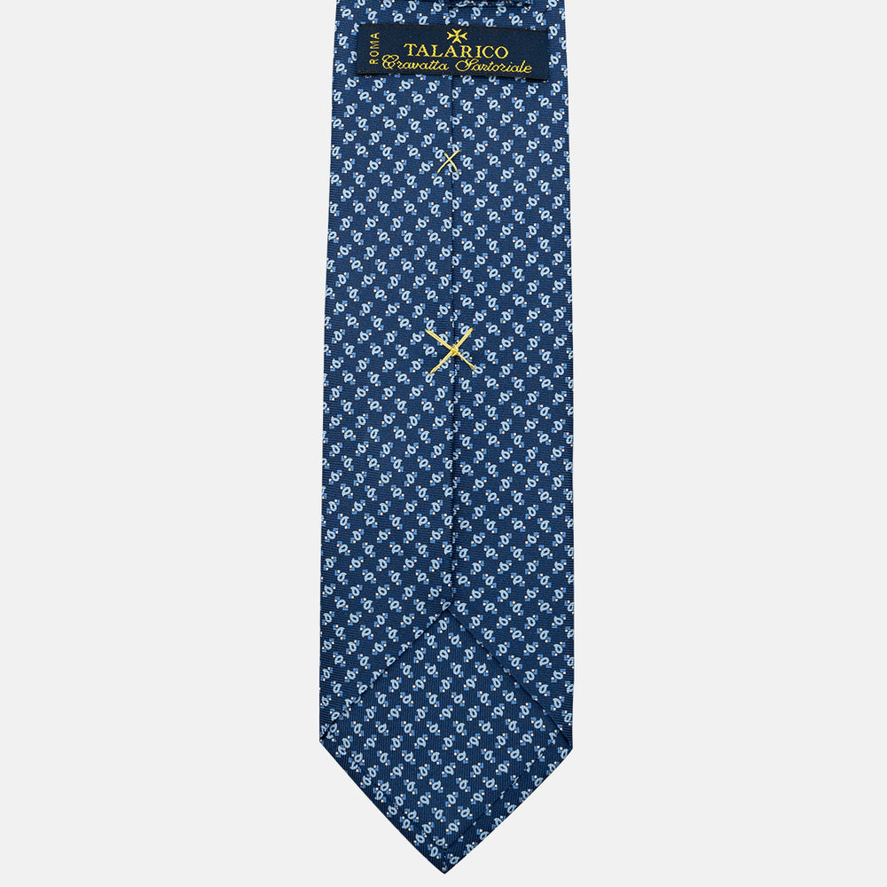 Cravatta 3 pieghe in Seta, Micro Fantasia, Azzurro - JA055944-2